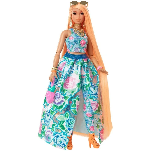 Mattel Barbie Extra Fancy Puppe Im Blauen Kleid Mit Blumenmuster 1 Mattel Barbie Extra Fancy Puppe Im Blauen Kleid Mit Blumenmuster