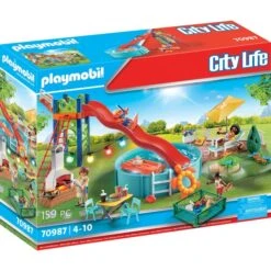 PLAYMOBIL 70987 City Life Poolparty Mit Rutsche, Konstruktionsspielzeug